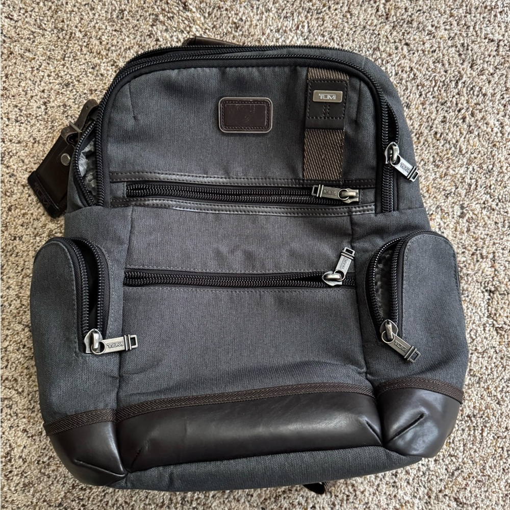 TUMI Charcoal and Dark Brown Backpack